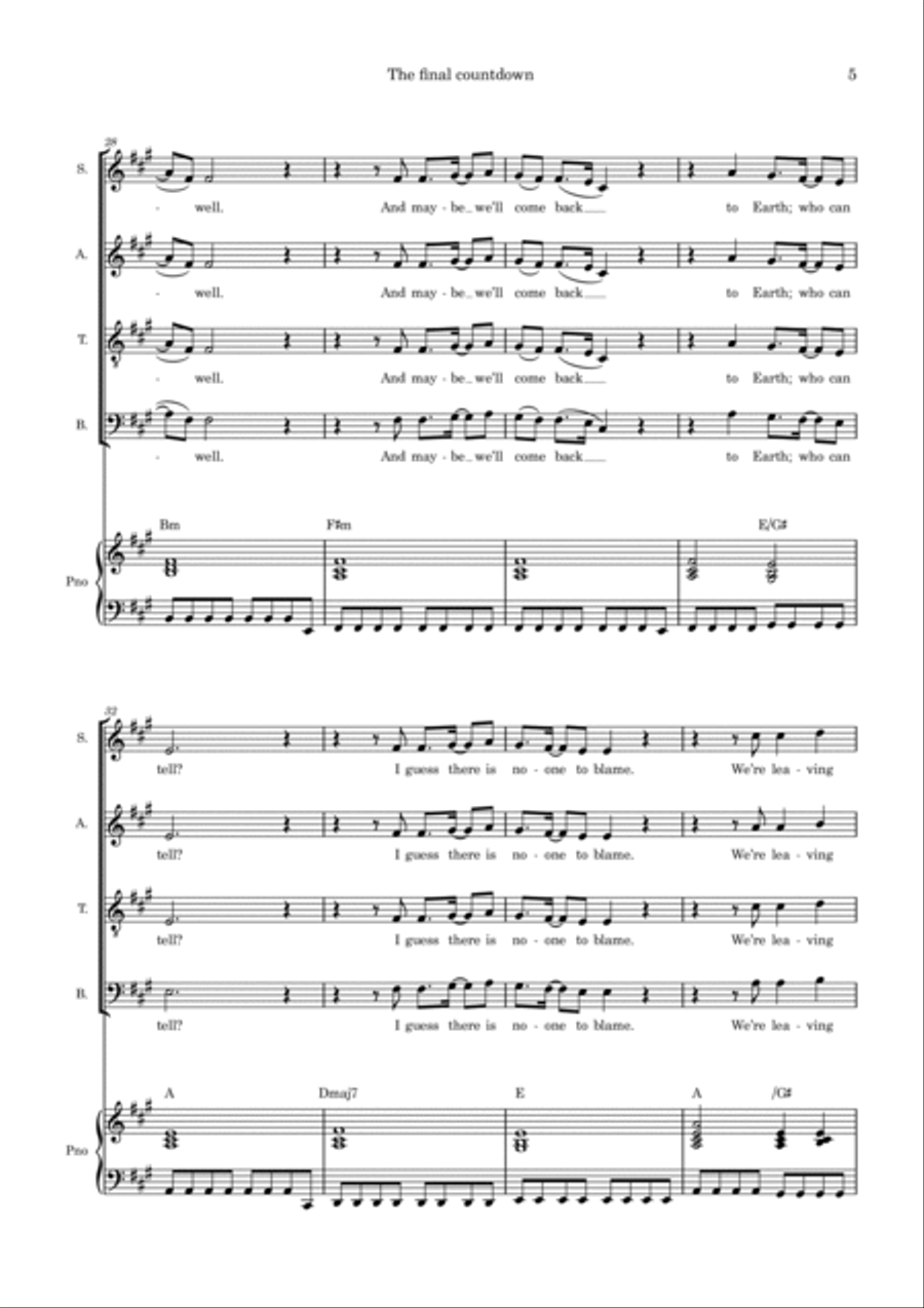 Final Countdown 4-Part scores gallery preview page 5