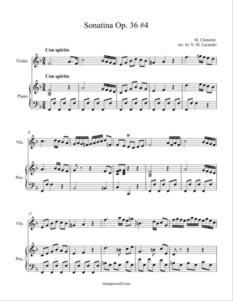 Sonatina Op. 36 #4 Violin Solo scores gallery preview page 1