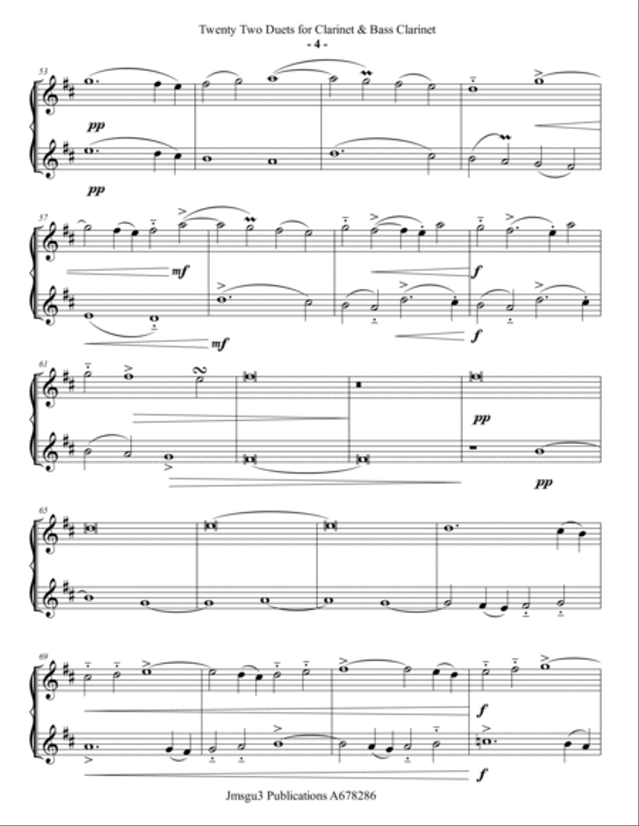 Josquin: 22 Duets for Clarinet & Bass Clarinet Clarinet Duet scores gallery preview page 4