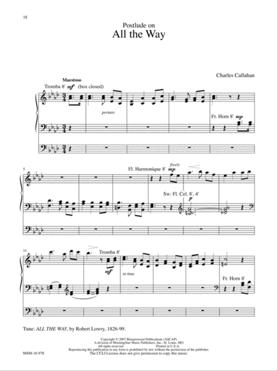 Postlude on All the Way Organ scores gallery preview page 1