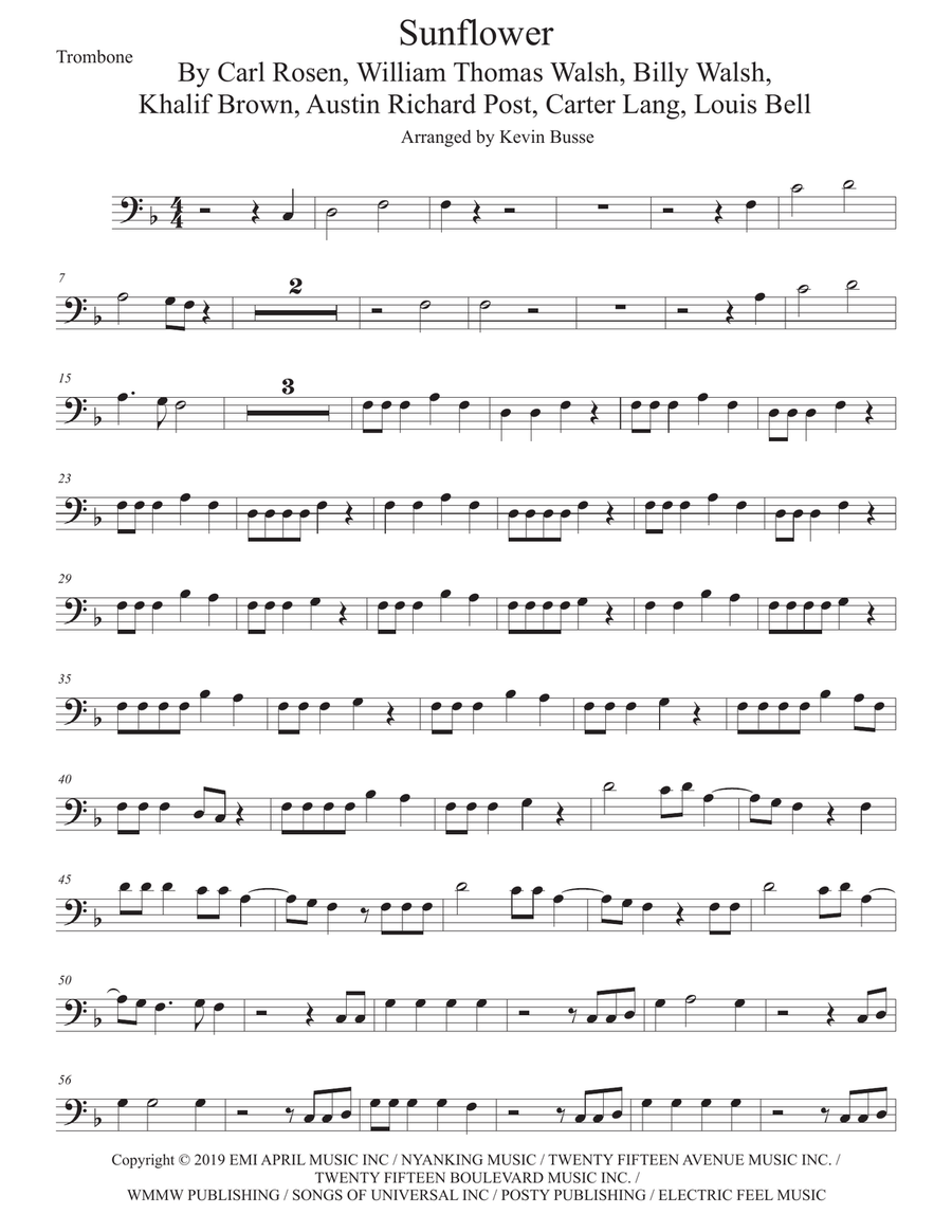 Sunflower Trombone Solo scores gallery preview page 1