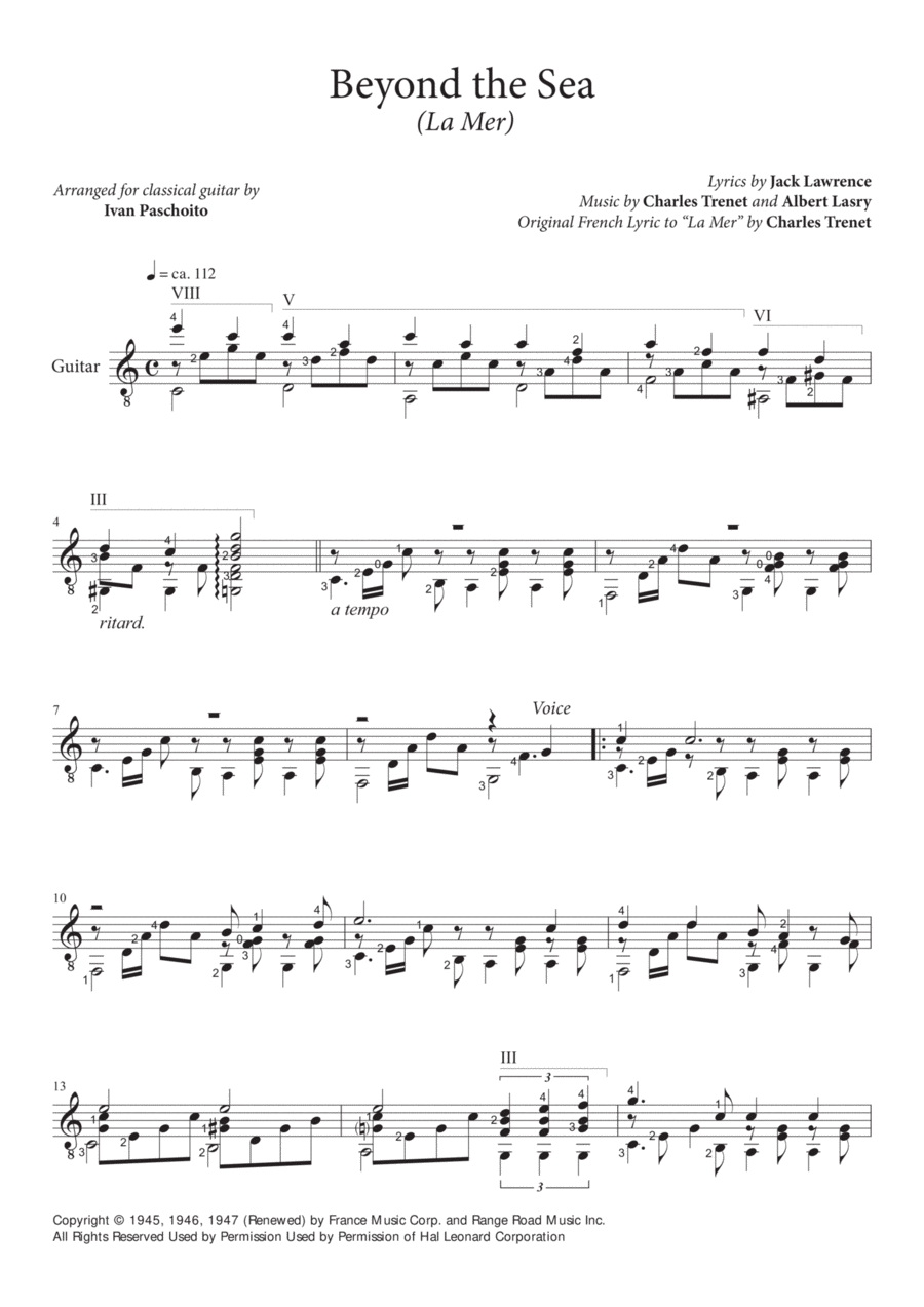 Beyond The Sea Electric Guitar scores gallery preview page 1