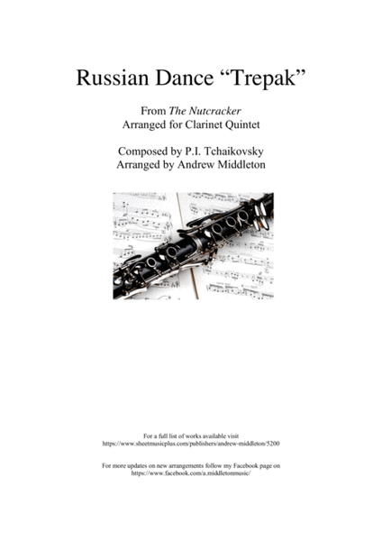 Russian Dance "Trepak" arranged for Clarinet Quintet image number null