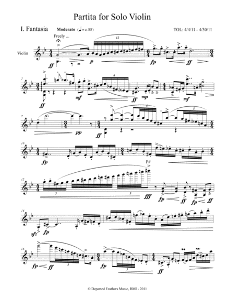 Partita for Solo Violin (2011) Violin Solo scores gallery preview page 3