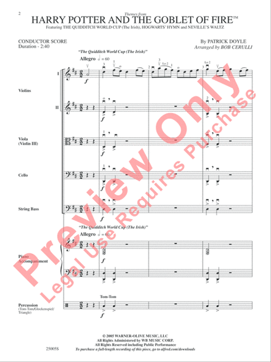 Themes from Harry Potter and the Goblet of Fire String Orchestra scores gallery preview page 3