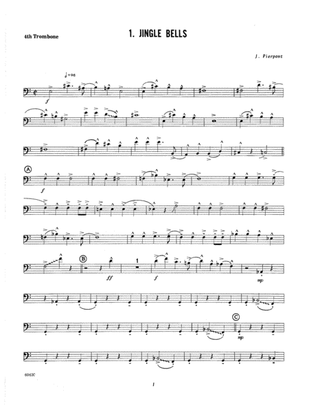 Ten Christmas Carols For Trombone Quintet- 4th Trombone