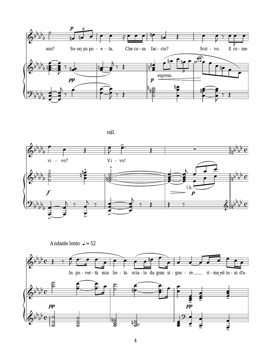Che Gelida Manina Piano, Vocal scores gallery preview page 4