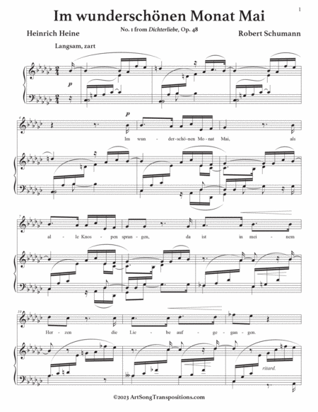 SCHUMANN: Im wunderschönen Monat Mai, Op. 48 no. 1 (transposed to G-flat major)