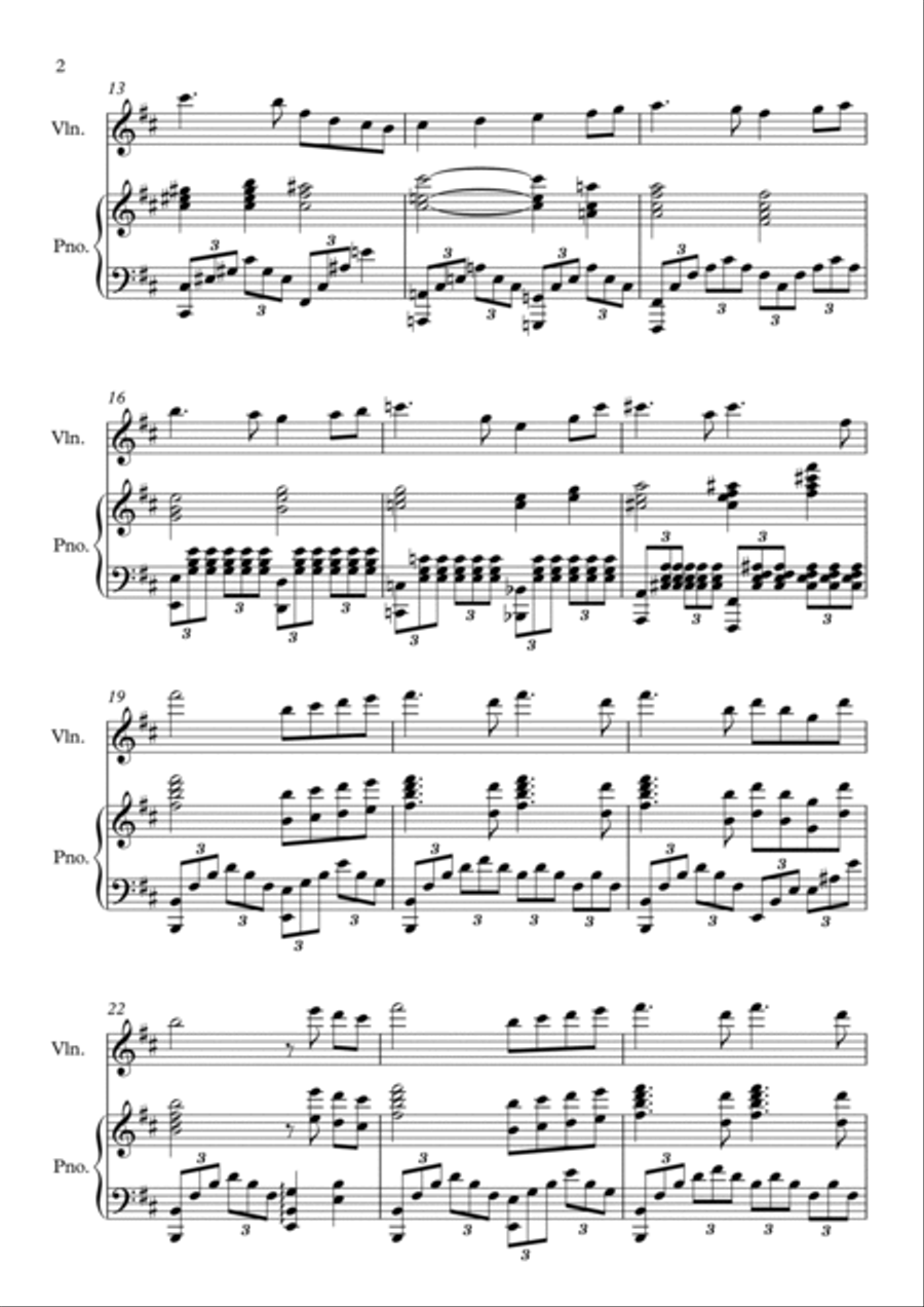 Theme from Swan Lake for Violin (Flute) & Piano Small Ensemble scores gallery preview page 2
