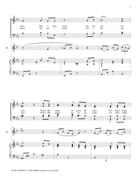 IN MY DISTRESS (SATB CHOIR with Horn in F & Piano) image number null