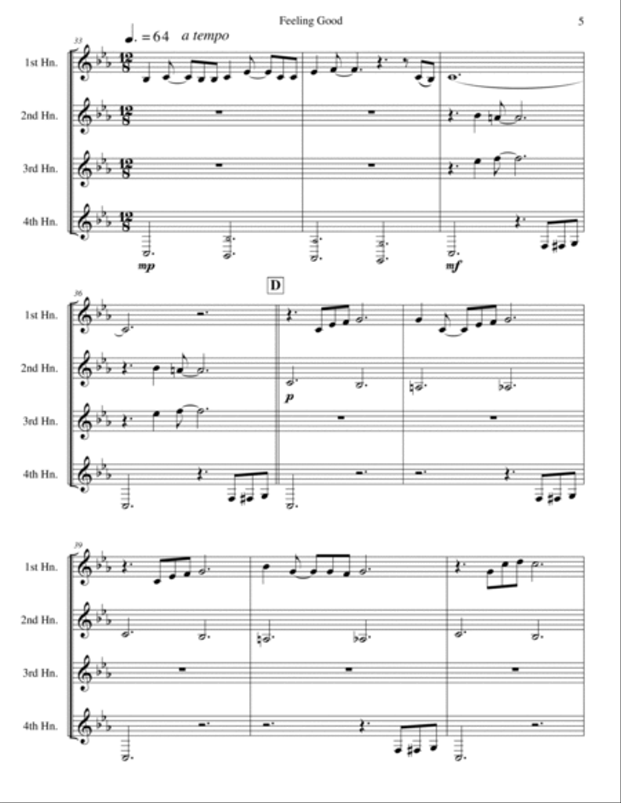 Feeling Good Brass Quartet scores gallery preview page 5