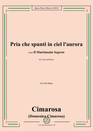 Book cover for Cimarosa-Pria che spunti in ciel l'aurora,in E flat Major,from 'Il Matrimonio Segreto',for Voice and