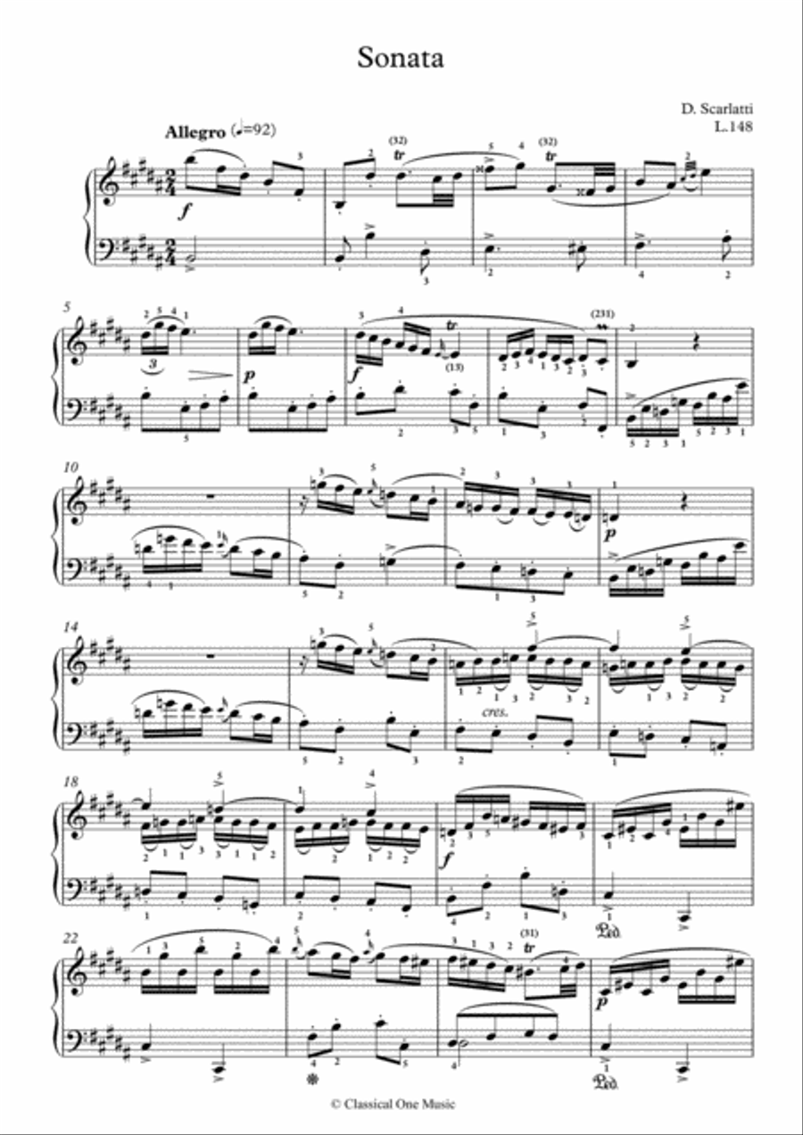 Scarlatti-Sonata in B-Major L.148 K.261(piano) Piano Solo scores gallery preview page 2