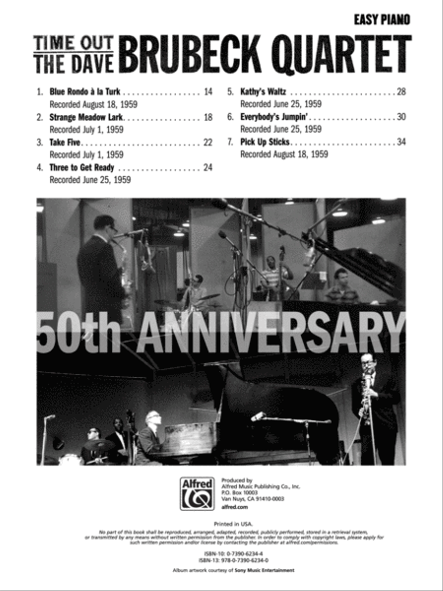 Time Out -- The Dave Brubeck Quartet Easy Piano scores gallery preview page 2