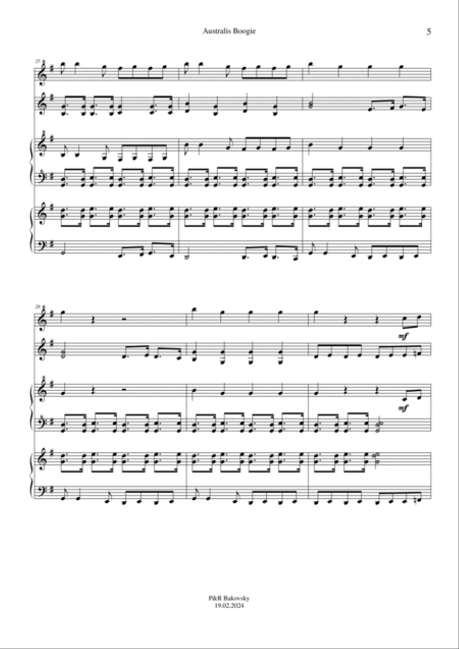 R. Bakovsky: Australis Boogie for Marimba, Keyboard, Celesta, and Glockenspiel Piano scores gallery preview page 6