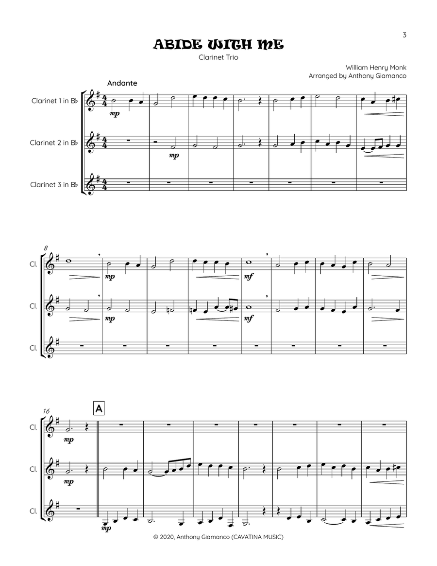 Abide with Me (clarinet trio) Clarinet Trio scores gallery preview page 3