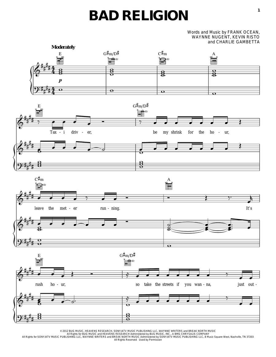 Bad Religion Piano, Vocal, Guitar scores gallery preview page 1