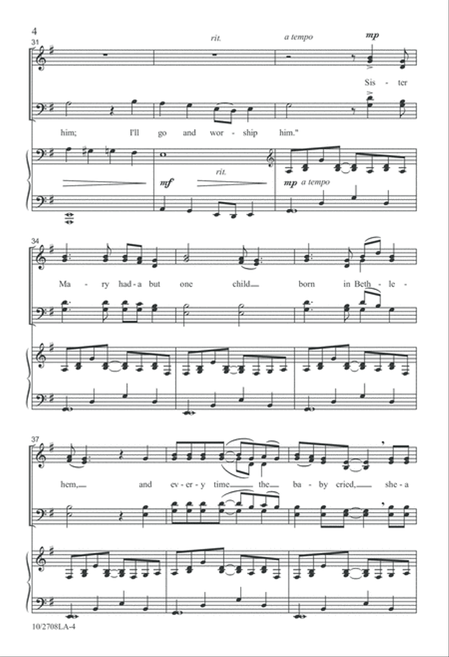 Sister Mary Had-a But One Child 4-Part scores gallery preview page 4