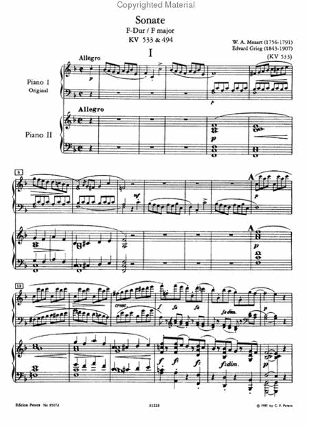 Sonata, KV 533 & 494 in F Major - Piano Duet