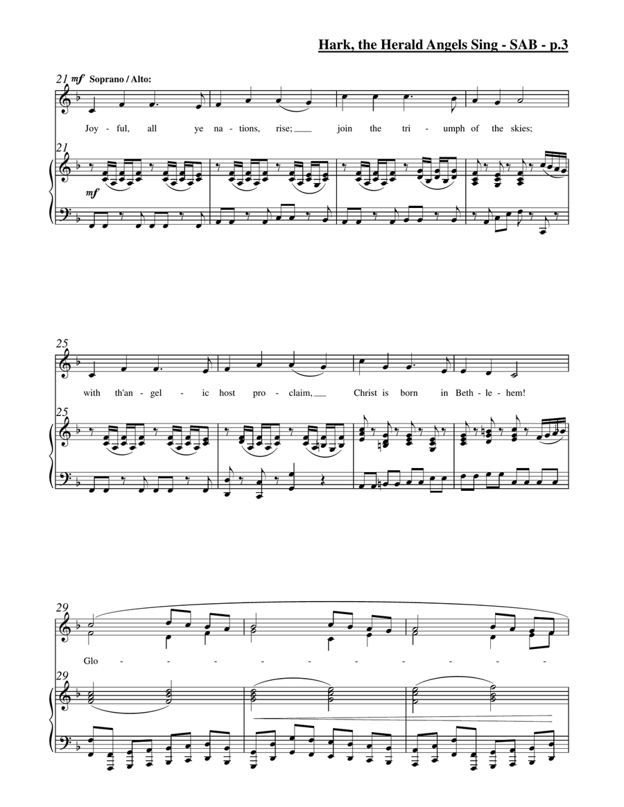 Hark, the Herald Angels Sing (SAB) 3-Part scores gallery preview page 4