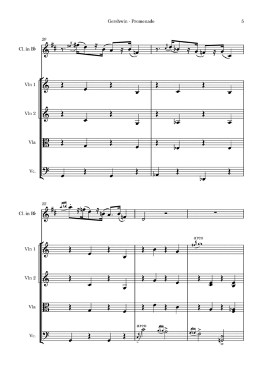 Promenade (Walking the Dog) - Clarinet Quintet Small Ensemble scores gallery preview page 5