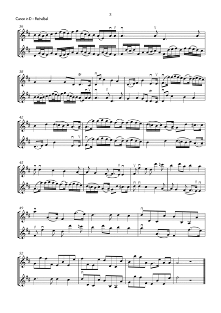 Pachelbel - Canon in D Major - Intermediate String Duet scores gallery preview page 4