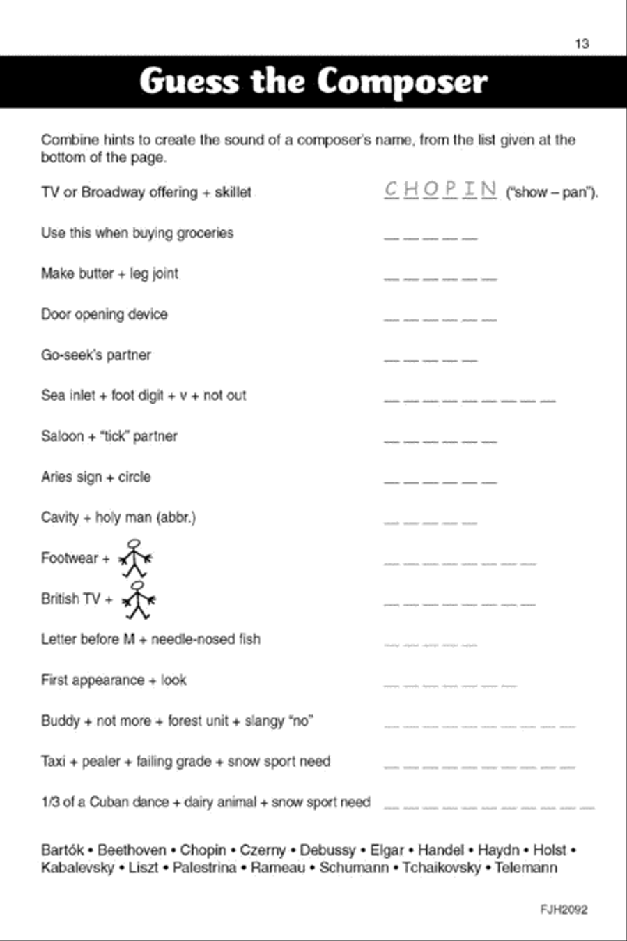 Music Crossword Puzzles and Games - Composers Easy Piano scores gallery preview page 4