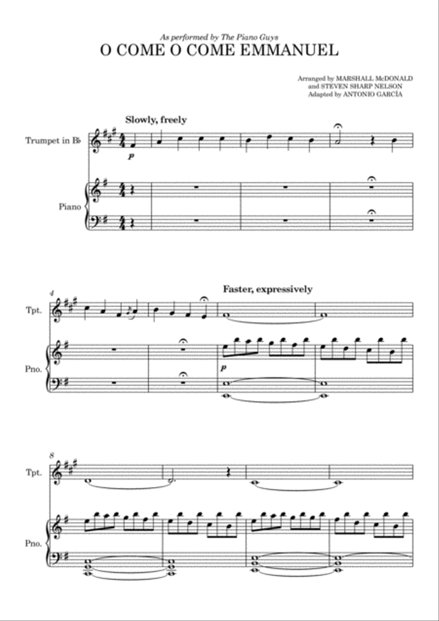 O Come, O Come Emmanuel O Come, O Come Emmanuel Trumpet Solo scores gallery preview page 1