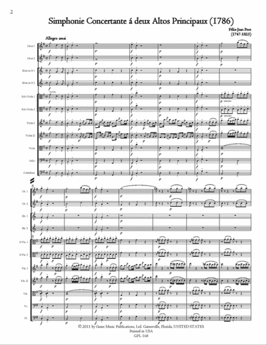 Simphonie Concertante (1786) for 2 Violas and Orchestra Orchestra scores gallery preview page 2