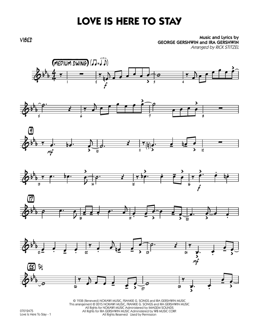 Love Is Here To Stay - Vibes Jazz Ensemble scores gallery preview page 1