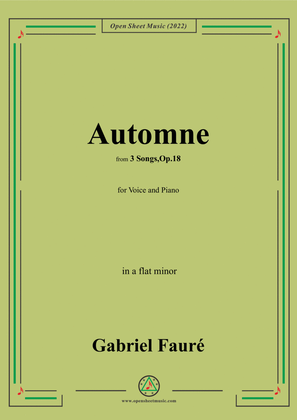 Book cover for Fauré-Automne,in a flat minor,Op.18 No.3,from '3 Songs,Op.18'