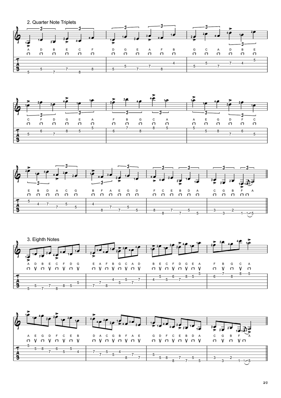 A Aeolian Mode Exercises - Ascending and Descending in 4ths Acoustic Guitar scores gallery preview page 2