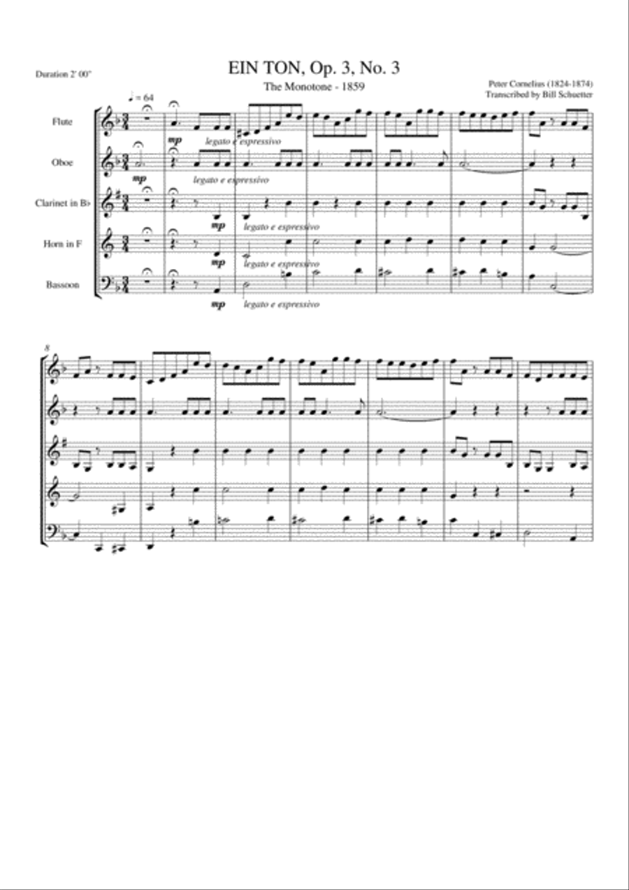 Ein Ton (The Monotone) Ein Ton (The Monotone) Woodwind Quintet scores gallery preview page 1