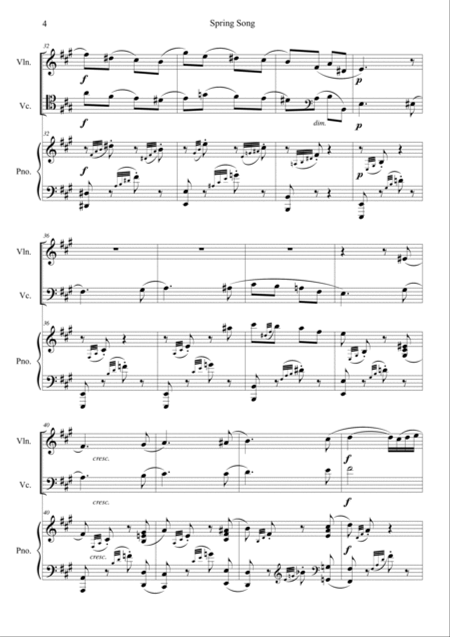 Lieder ohne Worte Op.62 No.6 Piano Trio scores gallery preview page 4