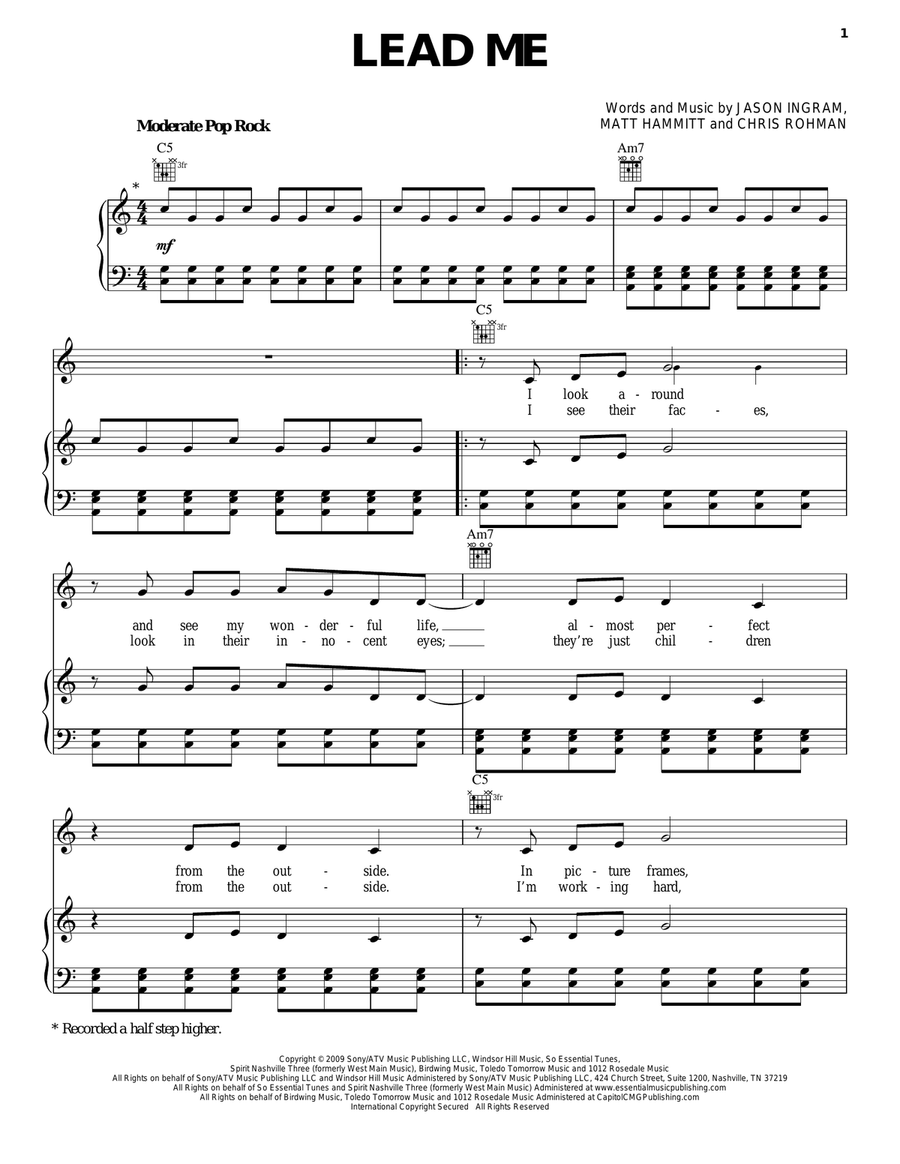 Lead Me Lead Me Piano, Vocal, Guitar scores gallery preview page 1