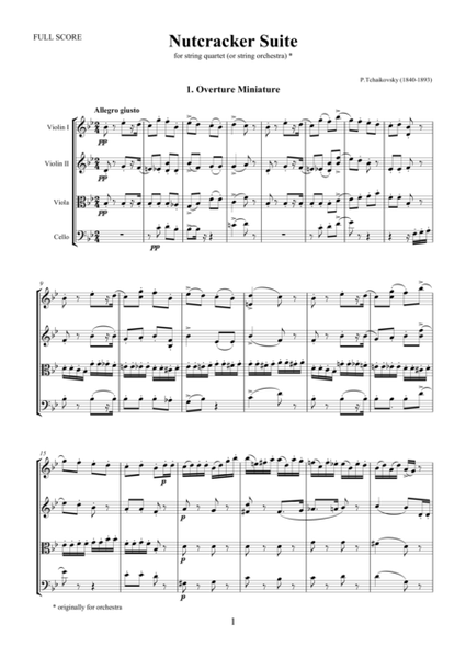 Tchaikovsky—Nutcracker Suite (COMPLETE) for string quartet or string orchestra