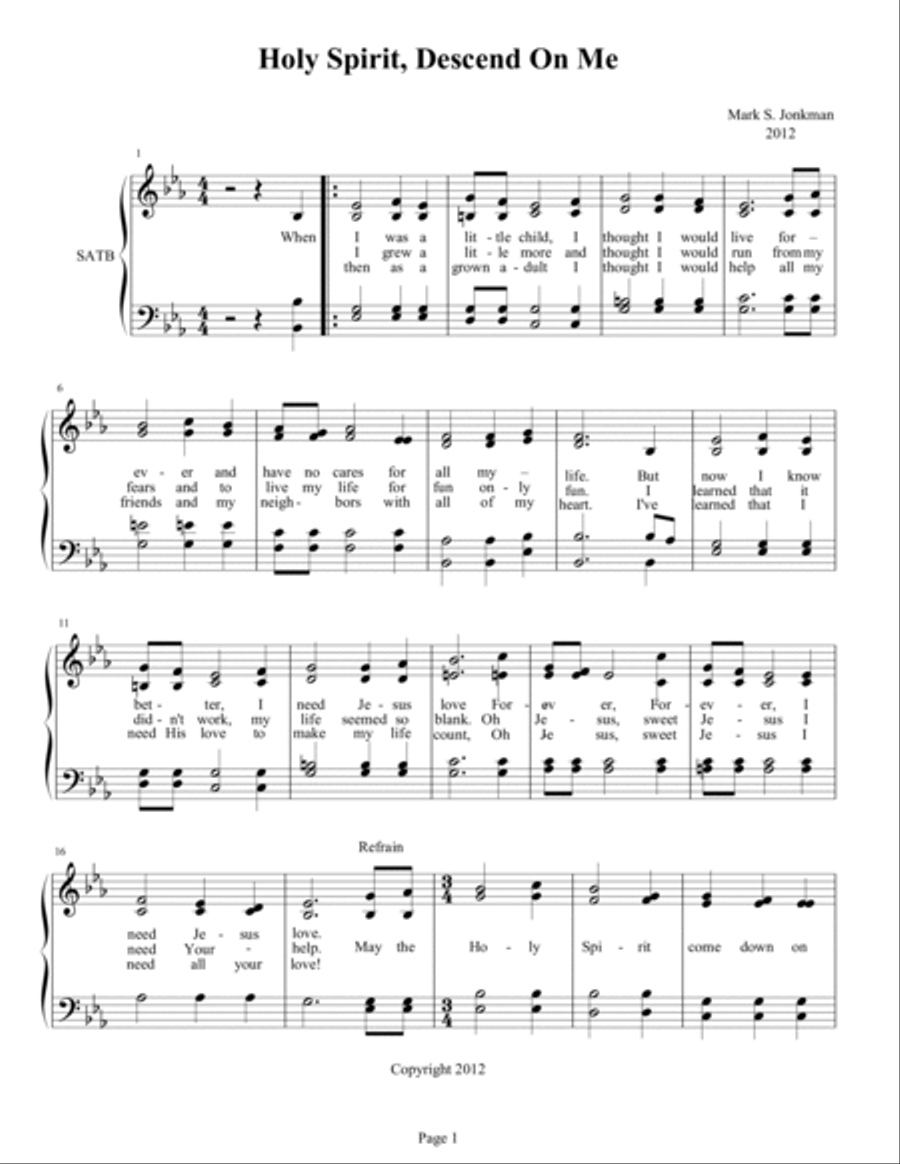 Holy Spirit, Descend on Me 4-Part scores gallery preview page 2