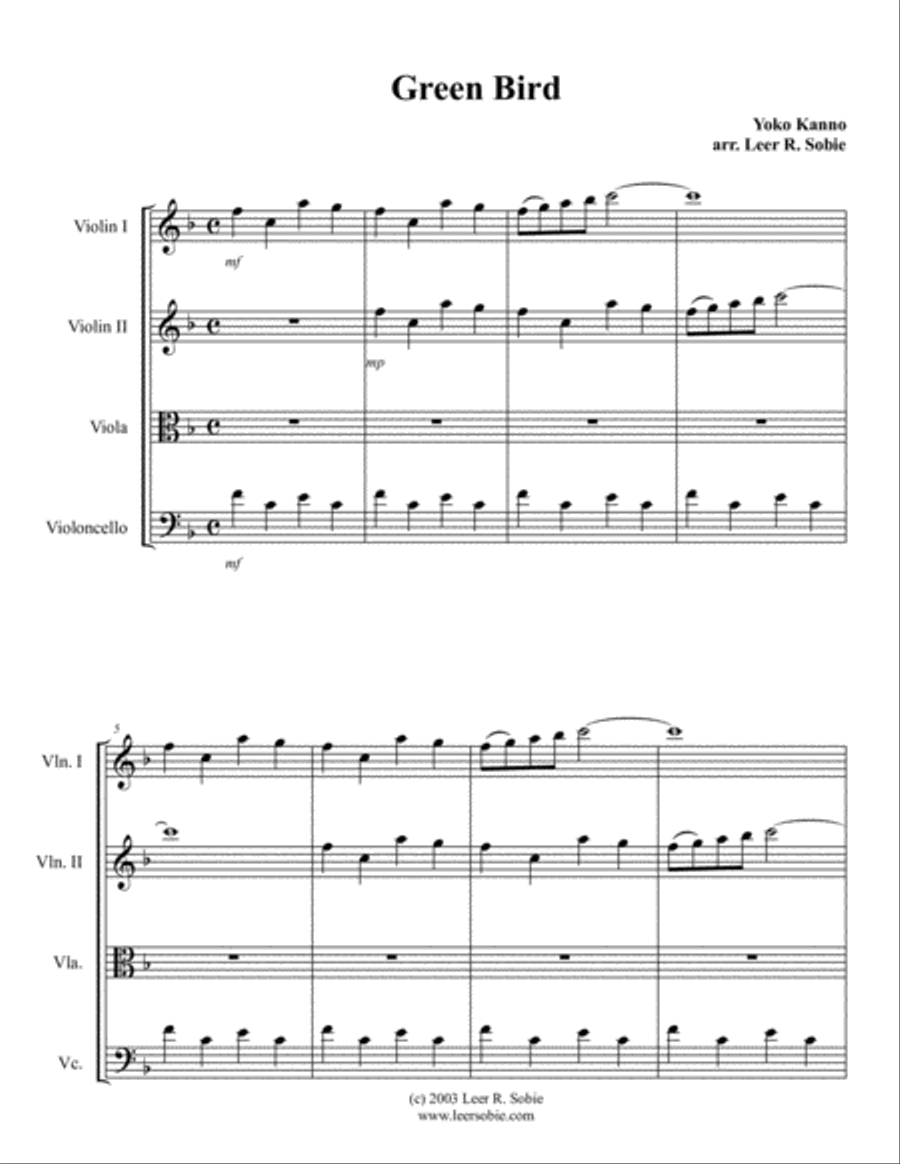 Green Bird String Quartet scores gallery preview page 1