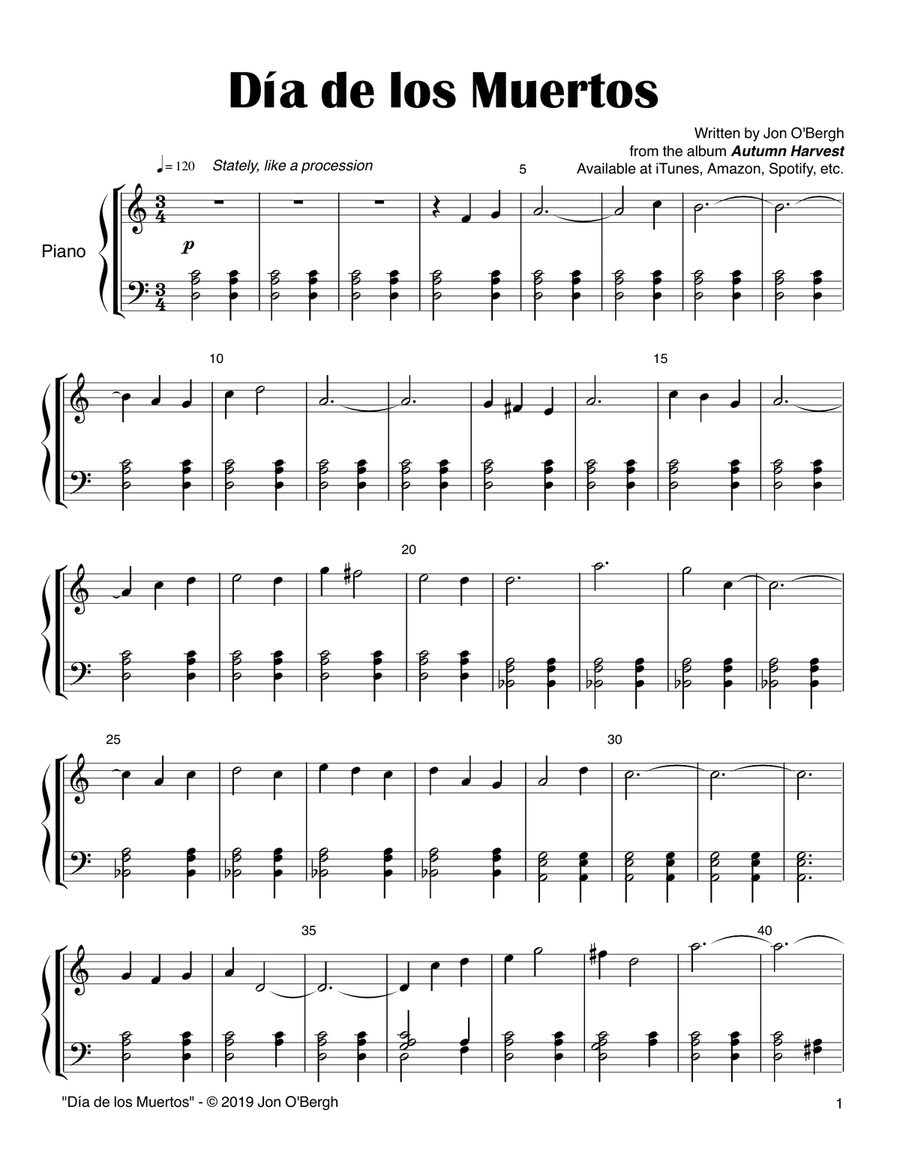 Dia de los Muertos - Haunting Waltz Easy Piano scores gallery preview page 2