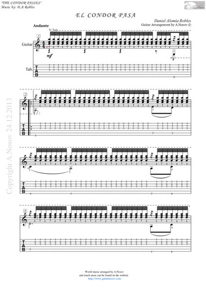 El Condor Pasa (Sheet music for guitar) image number null