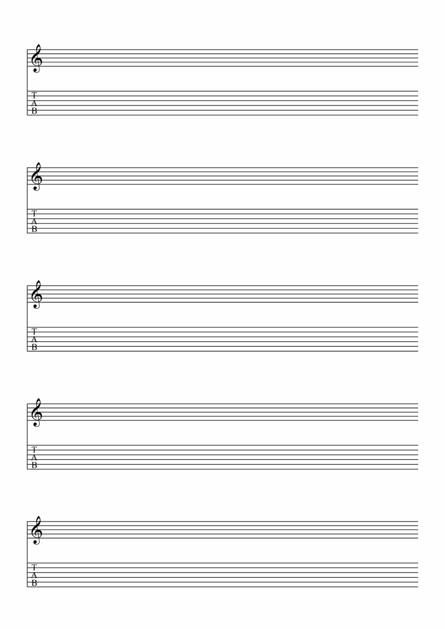 Blank Sheet Music Guitar Notes (Treble Clef & TAB) Guitar Tablature scores gallery preview page 5
