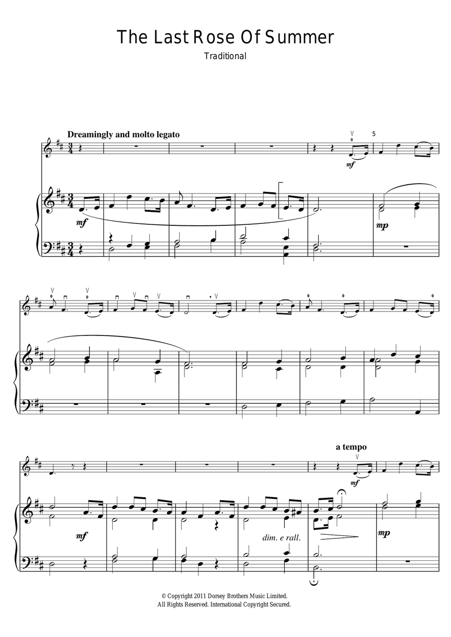 The Last Rose Of Summer Violin Solo scores gallery preview page 1