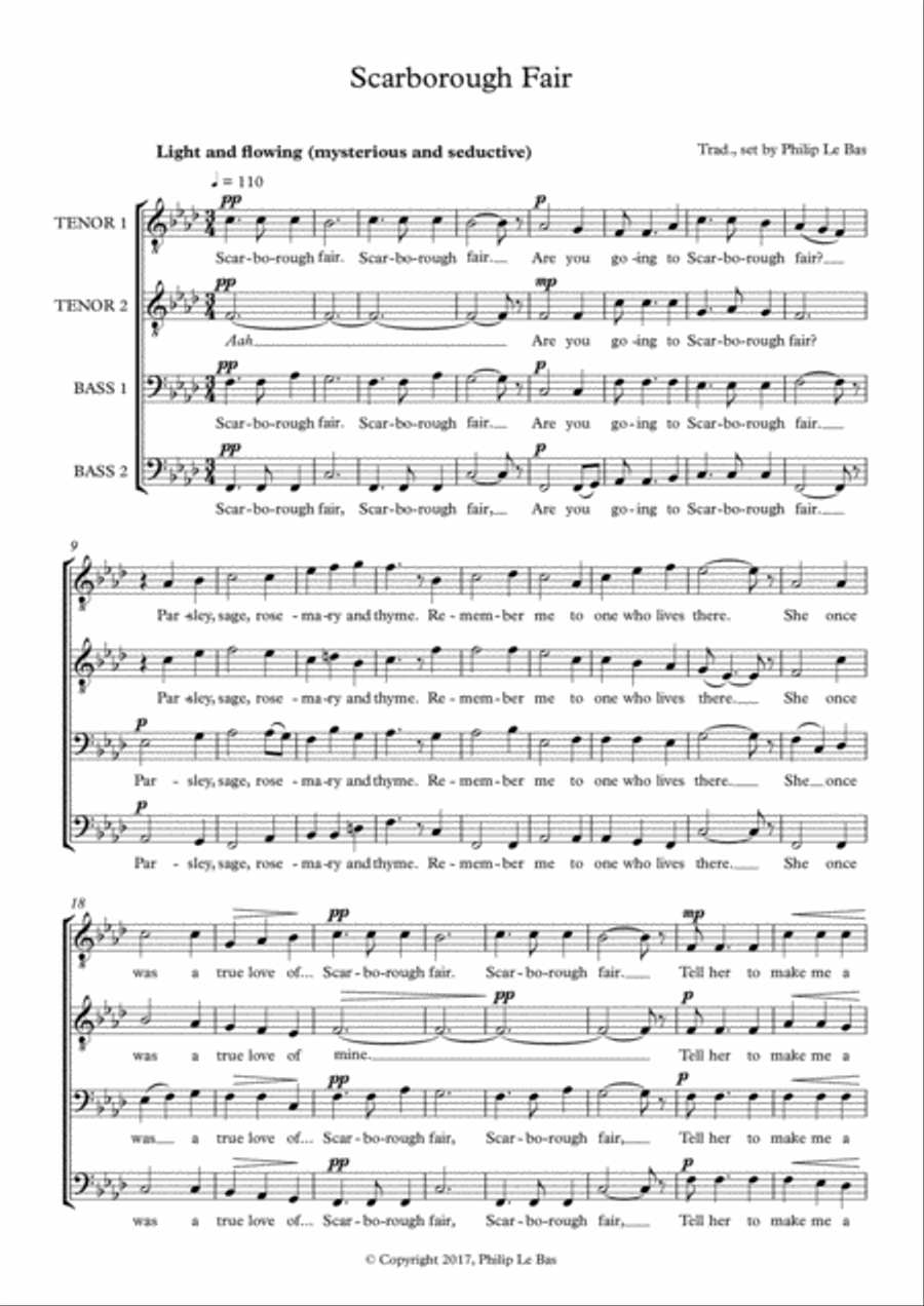 Scarborough Fair TTBB scores gallery preview page 1