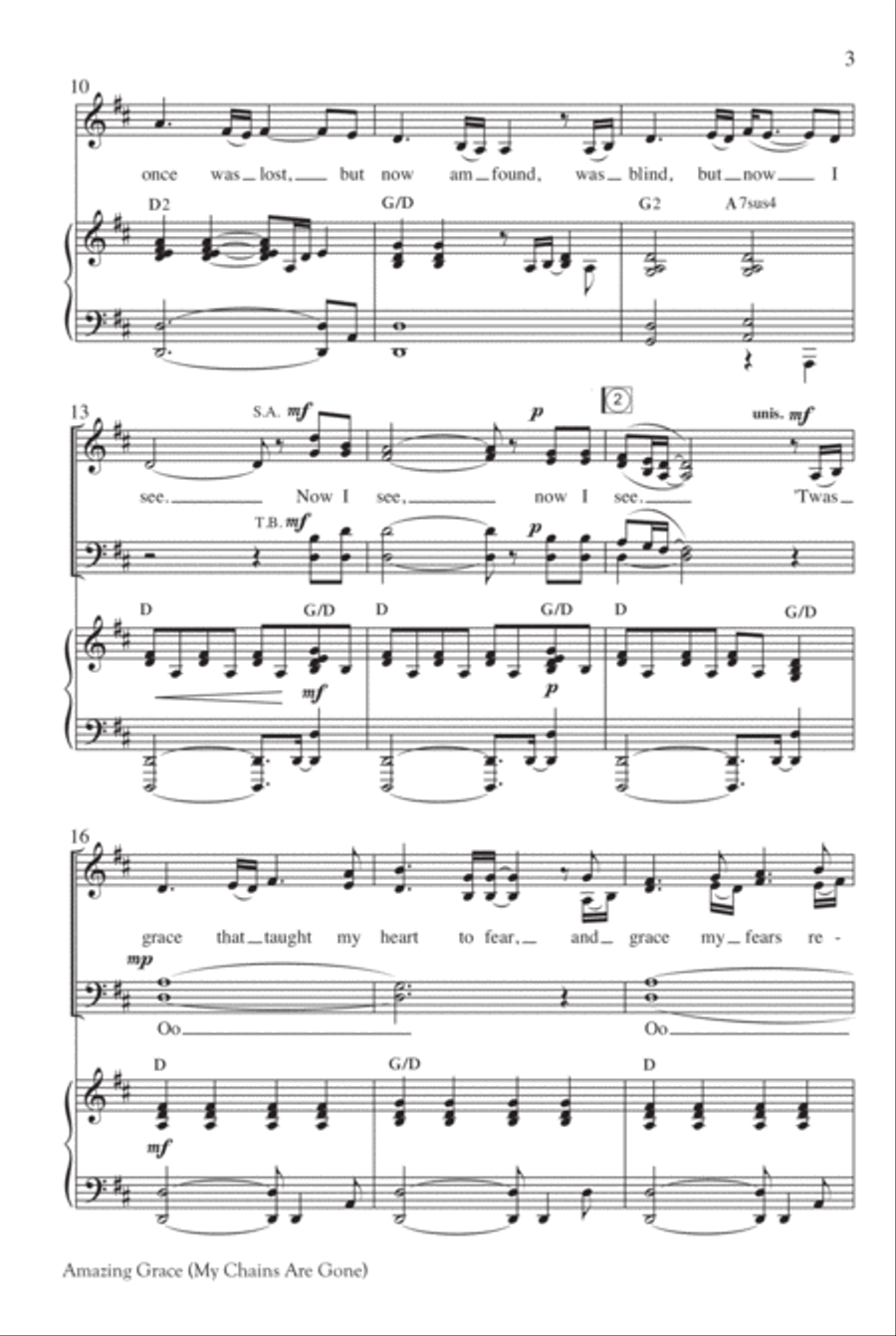 Amazing Grace (My Chains Are Gone) 4-Part scores gallery preview page 3