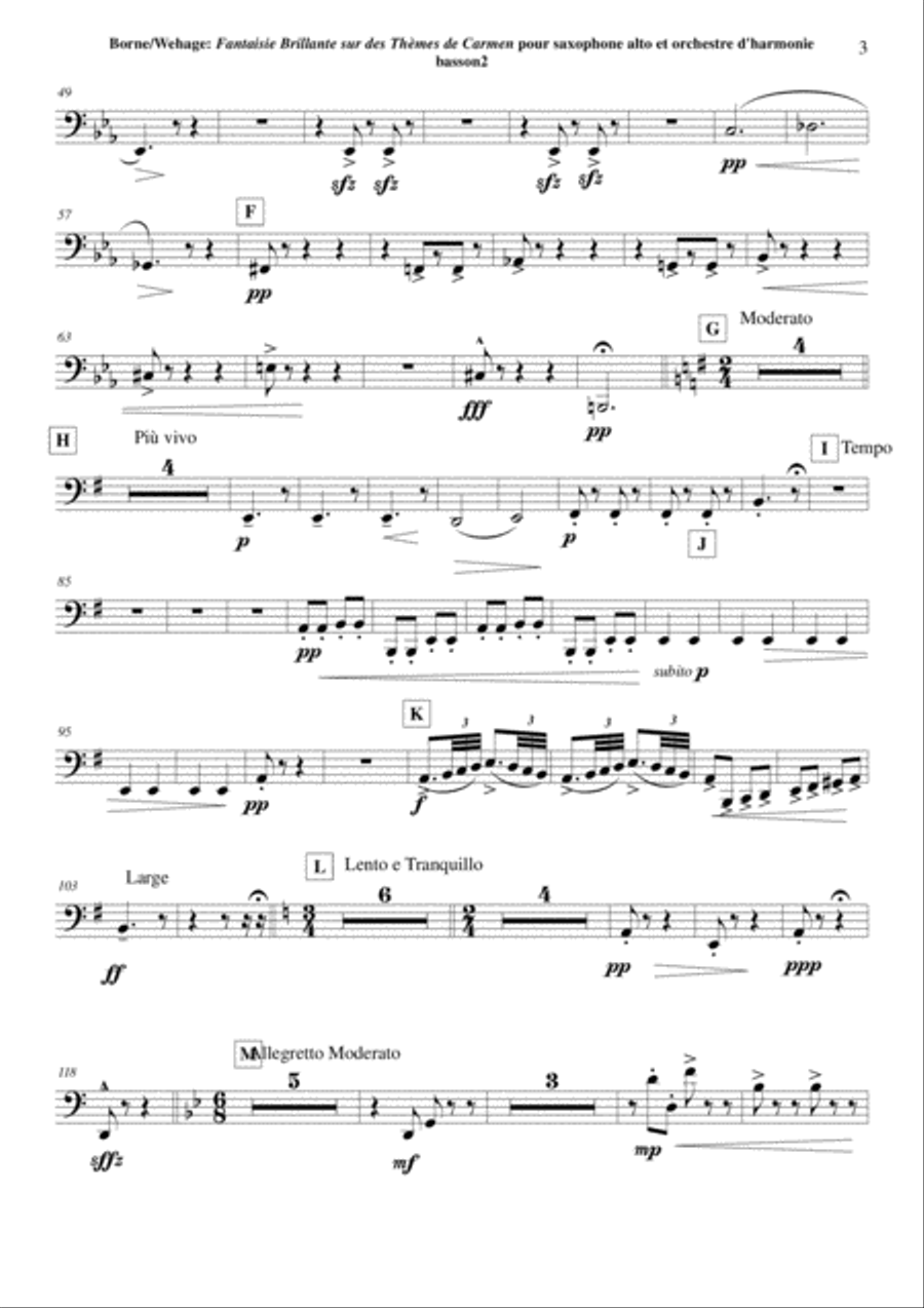 Fantaisie Brillante sur des Thèmes de Carmen for alto saxophone and concert band, bassoon 2 partt Concert Band scores gallery preview page 3