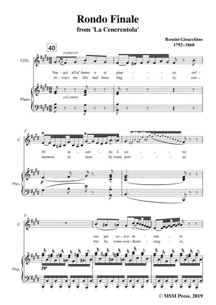 Rossini-Rondo Finale,from 'La Cenerentola',in E Major,for Voice and Piano image number null