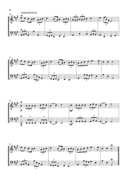Lightly Row (Theme with 3 Easy Variations) - For Violin and Cello image number null