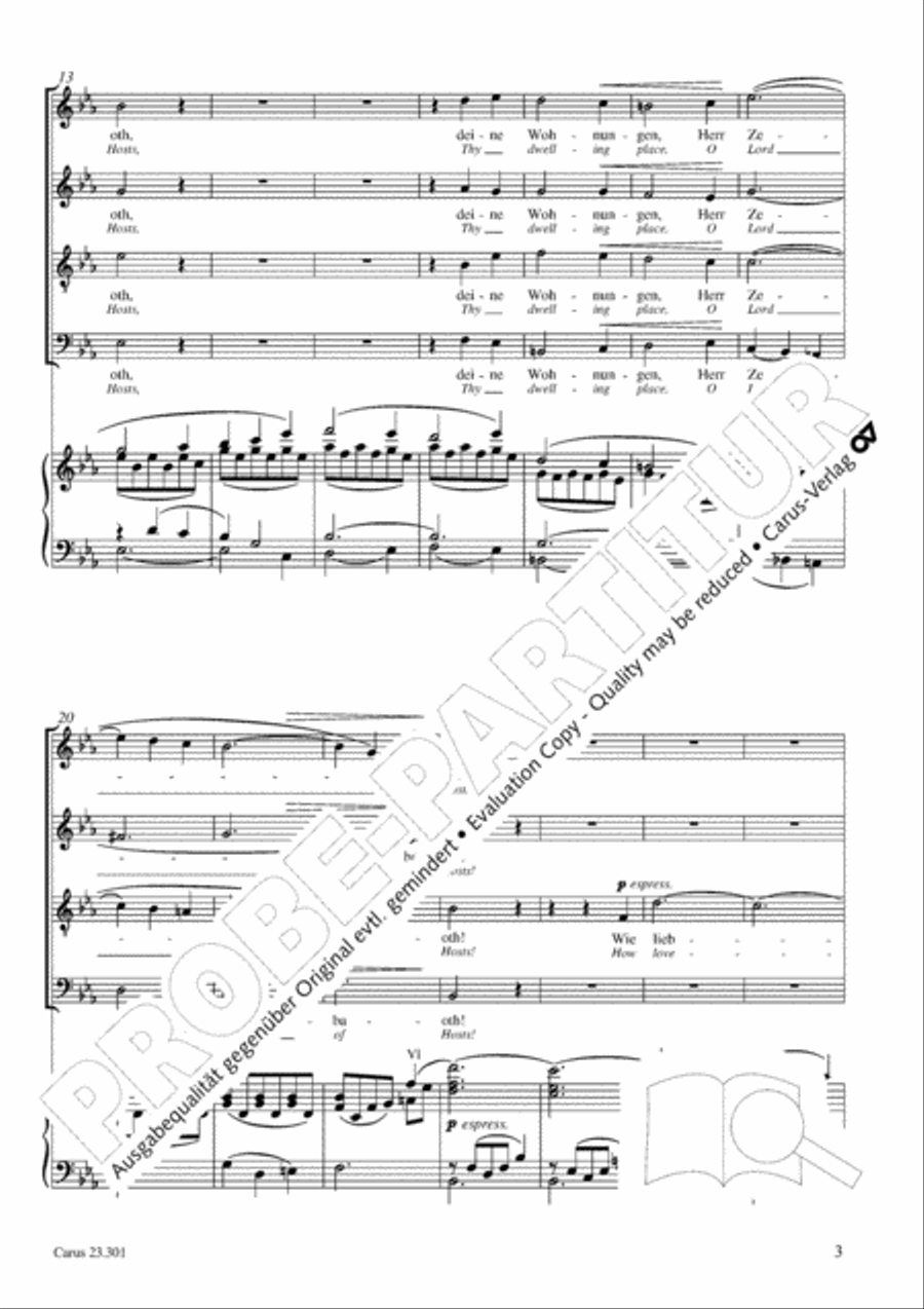 How beautiful is thy dwelling place (Wie lieblich sind deine Wohnungen) 4-Part scores gallery preview page 4