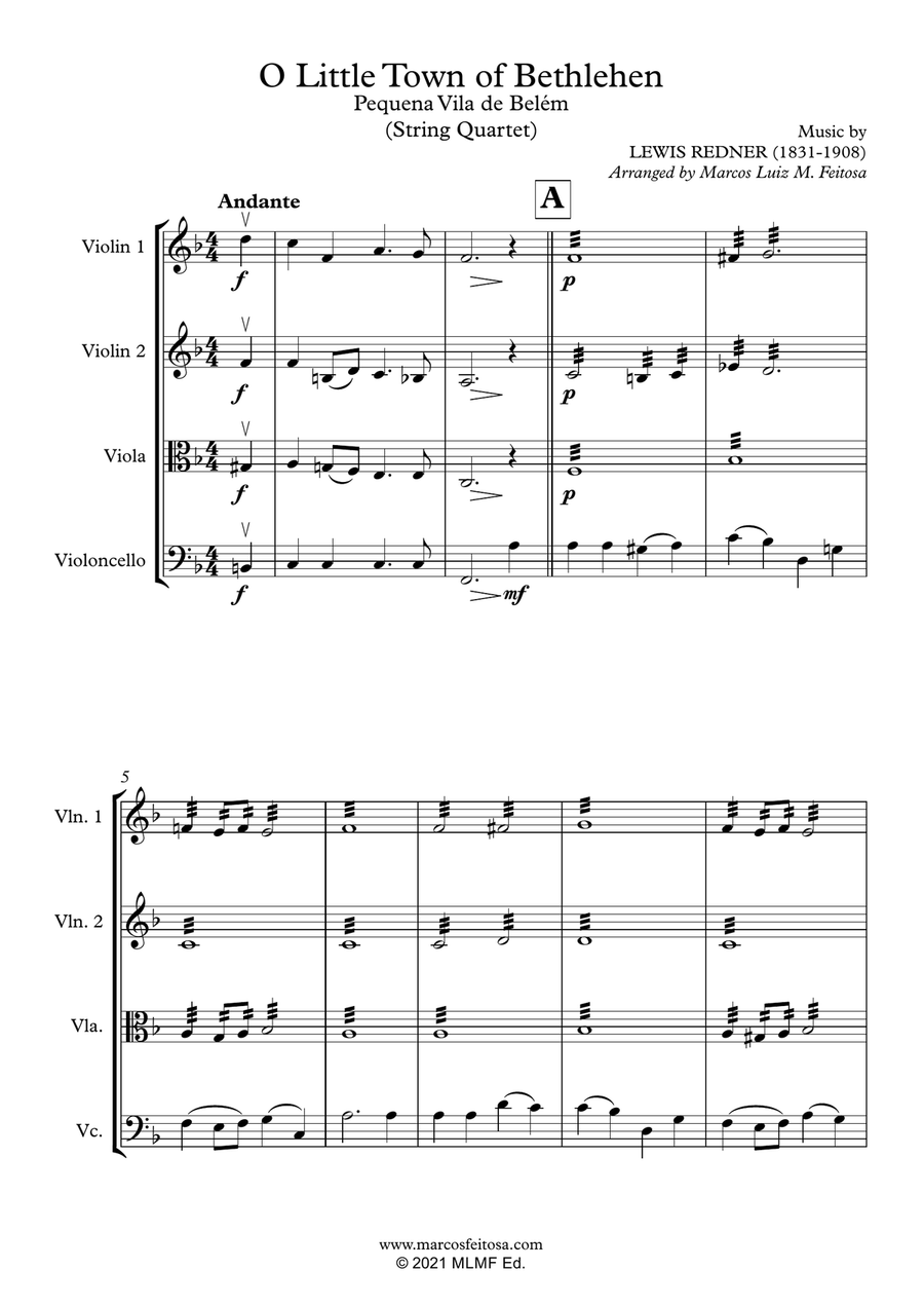 O Little Town of Bethlehem - String Quartet String Quartet scores gallery preview page 3