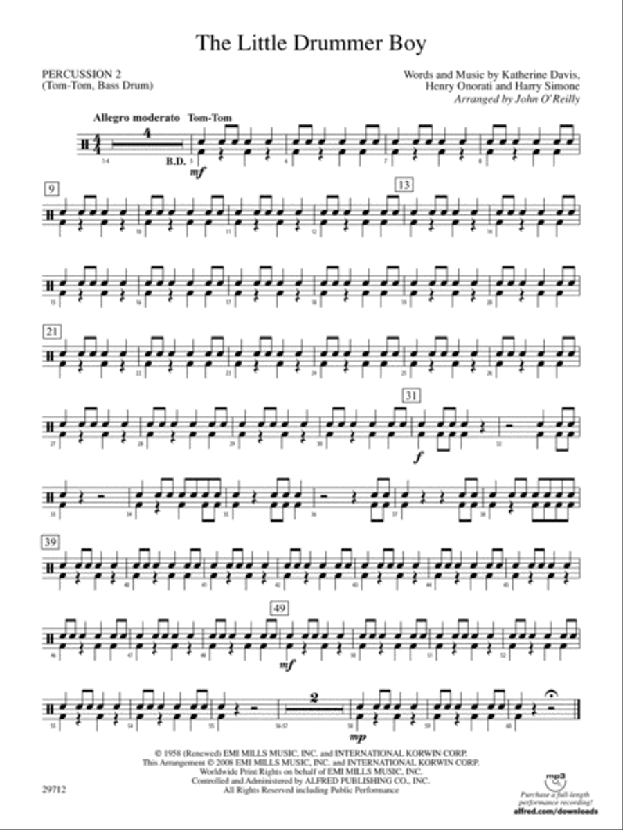 The Little Drummer Boy: 2nd Percussion String Orchestra scores gallery preview page 1
